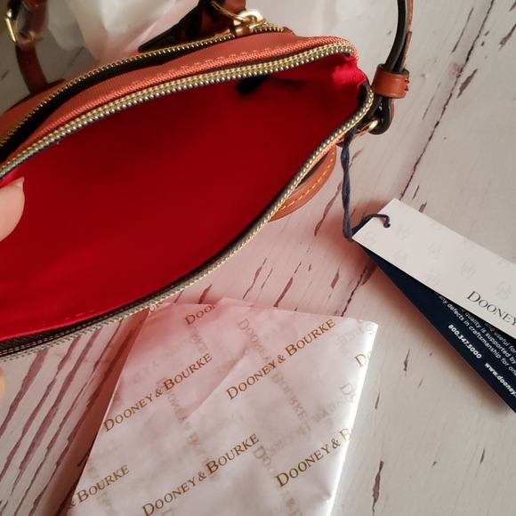 Dooney & Burke small  canvas crossbody bag bright orange - Picture 6 of 6